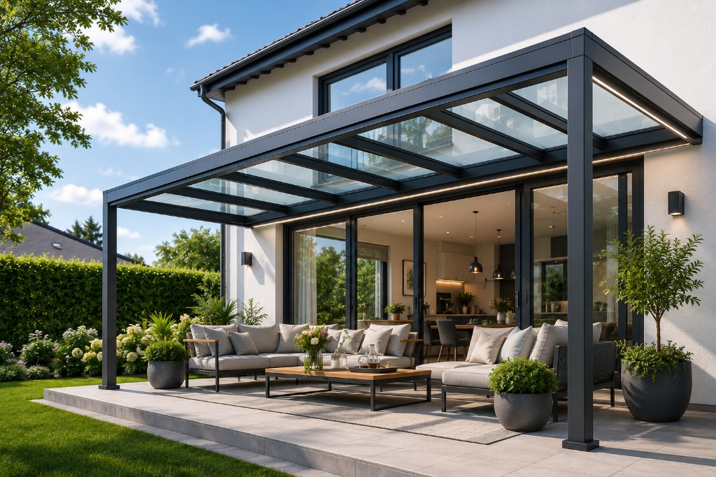 Beispiel einer modernen Terrassenüberdachung